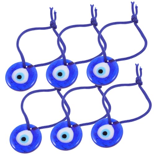 NUOBESTY 6 Stück Teiliges Türkische Blaue Auge Glas Anhänger Evil Eye Hängedeko Schutz amulett für Auto Fenster Wand Wohnzimmer Geschenkidee Handgefertigt von NUOBESTY