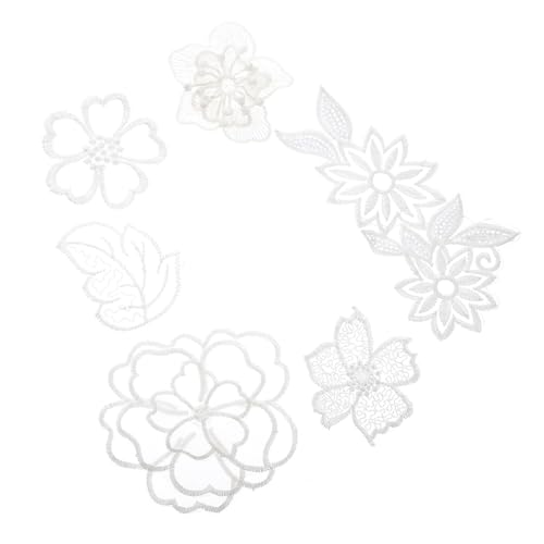 NUOBESTY 6 Stück Teiliges Weiße Nähflicken Applikationen für Diy Kleidung Taschen und Kostüme Hochwertige Stickerei für Kreative Projekte von NUOBESTY