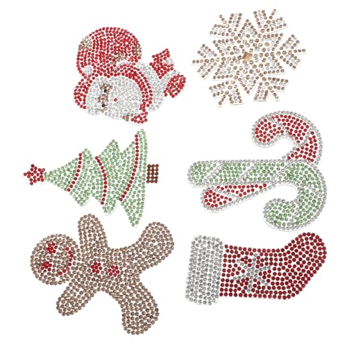 NUOBESTY 6 Stück Weihnachtsdiamantaufkleber Jean Patches Klebstoff Klebeapplikationen Bastelverzierungen Zum Basteln Lebkuchen-aufkleber Strassflecken Weihnachtskleber Strasskleberaufkleber von NUOBESTY