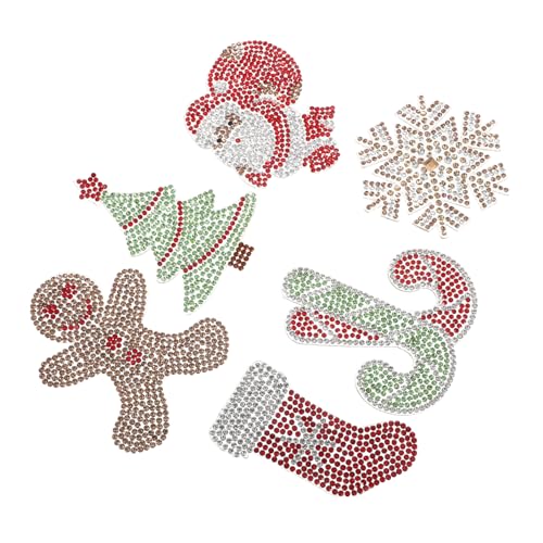 NUOBESTY 6 Stück Weihnachtsdiamantaufkleber Stickstimulationspatch Weihnachtsapplikationen Klebeapplikationen Applikationen anziehen Strass-Aufkleber Taschendekoration Strasskleberaufkleber von NUOBESTY