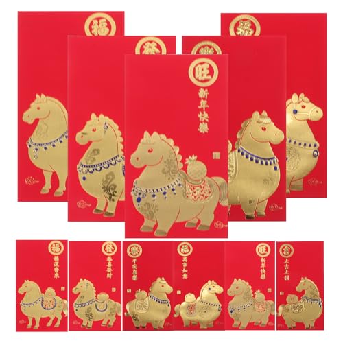 NUOBESTY 60 Stück 2026 chinesische rote Umschläge: Glücksgeldtaschen aus Papier, Geldtaschen für Frühlingsfest, Neujahr und besondere Anlässe von NUOBESTY