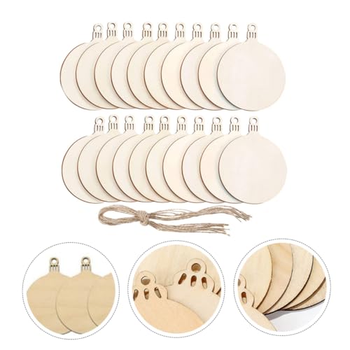 NUOBESTY 60 Stück Anhänger weihnachtsbasteln weihnachts basteln Weihnachtsfest dekoration party Dekorationen Scheibenverzierungen holzhandwerk selber machen Naturholzscheiben hölzern Beige von NUOBESTY