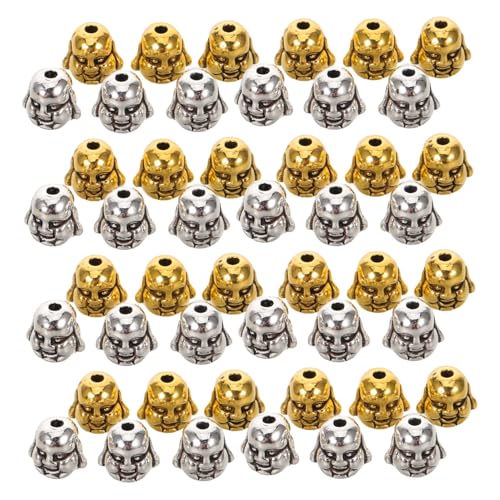 NUOBESTY 60 Stück Buddha Spacer Beads Vintage Tibetan Silber-gold Buddha Kopf Charms Mala Spacer Beads für Armbänder Halsketten Handwerk Schmuckzubehör Glückssymbol NUOBESTY 60 Stück Buddha Spacer Beads Vintage Tibetan Silber-gold Buddha Kopf Charms Mala Spacer Beads für Armbänder Halsketten Handwerk Schmuckzubehör Glückssymbol von NUOBESTY
