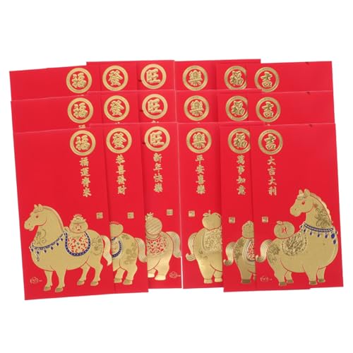 NUOBESTY 60 Stück Chinese Style Envelopes mit Pferdemotiv Geräumig und Modisch Traditionelle Lucky Money Packets für Lunar Year Hochzeiten Partys und Festliche Anlässe von NUOBESTY