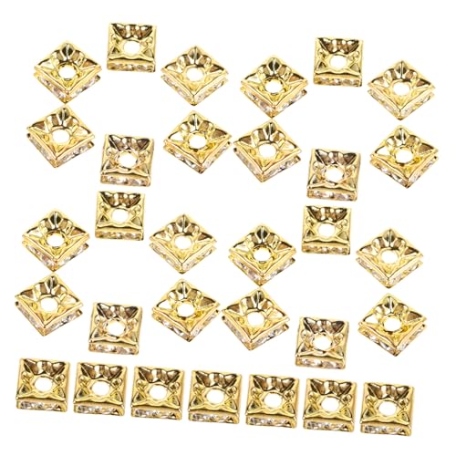 NUOBESTY 60 Stück Goldene Quadratische Cubic Spacer Perlen für DIY Schmuckherstellung Glänzende Strasswürfel Perlen für Armbänder Halsketten Ohrringe und Schlüsselanhänger Zubehör von NUOBESTY