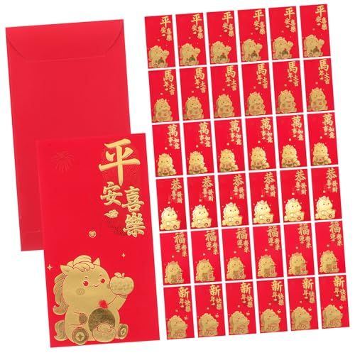 NUOBESTY 60 Stück Rote Umschläge Jahr Des Pferdes Kreative Lucky Money Envelopes Robuste Papierqualität Groß Für Frühlingsfest Hochzeit Geldgeschenke von NUOBESTY