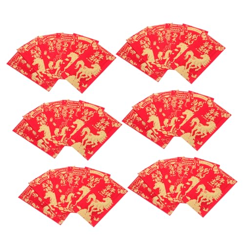 NUOBESTY 60 Stück Rote Umschläge Jahr Des Pferdes Stabile Papier-hongbao mit Filigranen Mustern Vielseitig für Chinesisches Neujahr Frühlingsfest Hochzeit Geburtstagsgeschenke von NUOBESTY