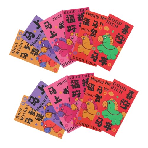 NUOBESTY 60 Stück Rote Umschläge Pferde-Jahresmotiv Künstlerische Sternzeichen-Designs Hochwertige Papier-Hongbao Stabile Verarbeitung für Frühlingsfest Familienfeiern und Geschäftliche von NUOBESTY