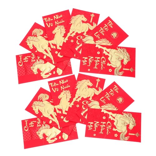 NUOBESTY 60 Stück Rote Umschläge für das Frühjahrsfest des des Pferdes Vietnamesische Hong Bao Roter Paketumschlag Vietnamesische Neujahrsumschläge Chinesische Geldtasche Papier von NUOBESTY