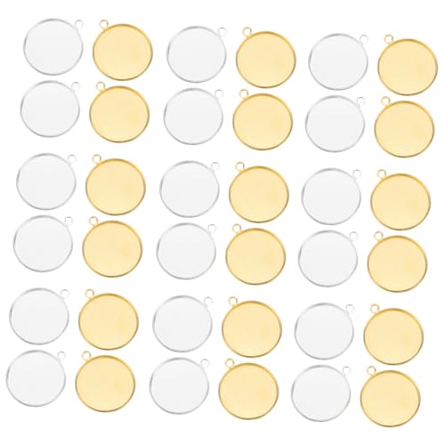 NUOBESTY 60 Stück Runde Cabochon Blank Trays Metall Bezel Anhängerfassung für DIY Schmuckherstellung Epoxidharz Anhänger Setting Innendurchmesser Gold Silber Schmuckzubehör NUOBESTY 60 Stück Runde Cabochon Blank Trays Metall Bezel Anhängerfassung für DIY Schmuckherstellung Epoxidharz Anhänger Setting Innendurchmesser Gold Silber Schmuckzubehör von NUOBESTY