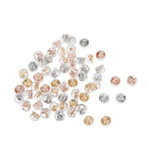 NUOBESTY 60 Stück Silikon Ohrstecker Verschlüsse Vergoldet Komfortable Anti-rutsch Ohrringstopper in Gold Roségold Weißgold für Sicheren Halt und Weichen Sitz bei Loch von NUOBESTY