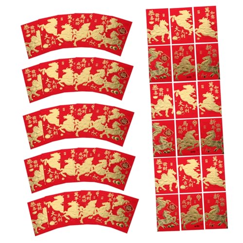 NUOBESTY 60 Stück Teiliges Chinesische Neujahrs Glücksumschläge Jahr Des Pferdes Stabile Papierumschläge mit Pferdemotiv Langlebig Traditionelle Rote Geldbeutel für Bargeld und Kleine NUOBESTY 60 Stück Teiliges Chinesische Neujahrs Glücksumschläge Jahr Des Pferdes Stabile Papierumschläge mit Pferdemotiv Langlebig Traditionelle Rote Geldbeutel für Bargeld und Kleine von NUOBESTY