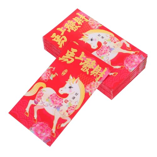 NUOBESTY 60 Stück Teiliges Chinesische Rote Umschläge Jahr Des Pferdes Lunar Year Hong Bao mit Niedlichen Cartoon Motiven Großzügige Kapazität Langlebiges Material für Frühlingsfest und von NUOBESTY