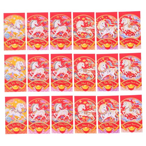 NUOBESTY 60 Stück Vietnamesische Rote Umschläge Pferde Zodiac Glücksgeldumschläge Papier für Chinesisches Frühlingsfest Asiatisches Mondneujahrsfest Geschenkverpackung von NUOBESTY