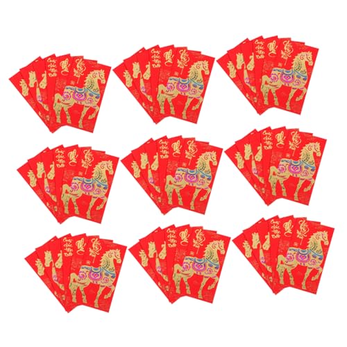 NUOBESTY 60 Stück Vietnamesische Rote Umschläge Pferdejahr Frühjahrsfest Geldumschläge für Glück Wohlstand Vielseitig Leicht zu Tragen und von NUOBESTY