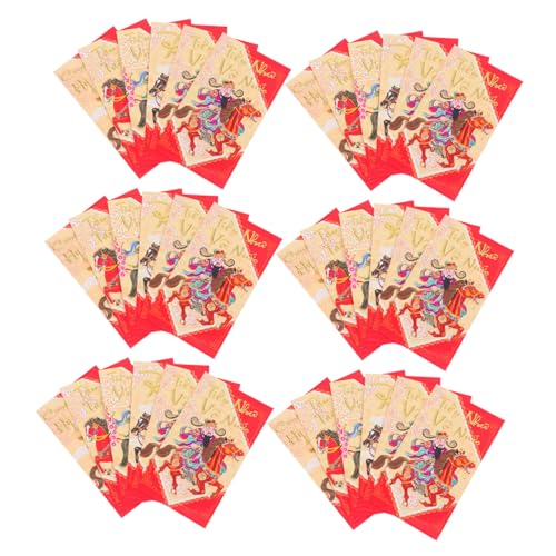 NUOBESTY 60 Stück Vietnamesische Rote Umschläge Pferdejahr Langes Format Robustes Papier Glücksgeldumschläge Chinesisches Frühlingsfest Asiatische Neujahrsfeier Designs Motive Mix von NUOBESTY