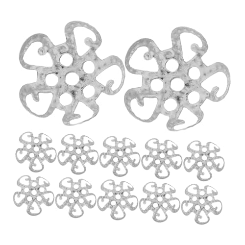NUOBESTY 600 Stück Metall Perlenkappen Blütenform Schmuckzubehör für DIY Armbänder Halsketten Ohrringe Spacer Bails Endkappen Robust Einfach zu Montieren Silber von NUOBESTY