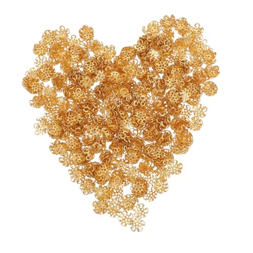 NUOBESTY 600 Stück Metall Perlenkappen mit Filigranem Blumenmuster Hohl Langlebig DIY Schmuck Spacer für Armbänder Halsketten Ohrringe Goldfarben NUOBESTY 600 Stück Metall Perlenkappen mit Filigranem Blumenmuster Hohl Langlebig DIY Schmuck Spacer für Armbänder Halsketten Ohrringe Goldfarben von NUOBESTY