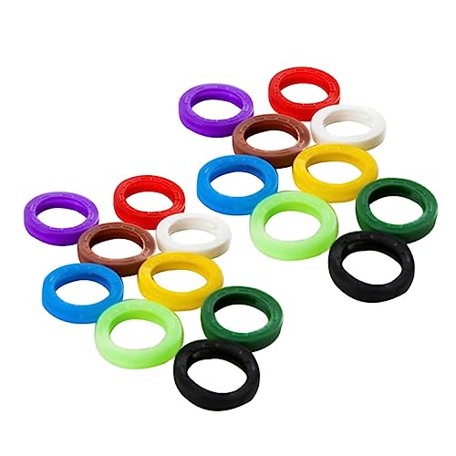 NUOBESTY 64st Tastenkappen Aus Gummi Hülsenringe Für Schlüsselkappen Elastische Tastenkappen Schlüsselidentifikations-tags Schlüsselidentifikatoren Farbige Etiketten Schlüsselkappen-tags von NUOBESTY