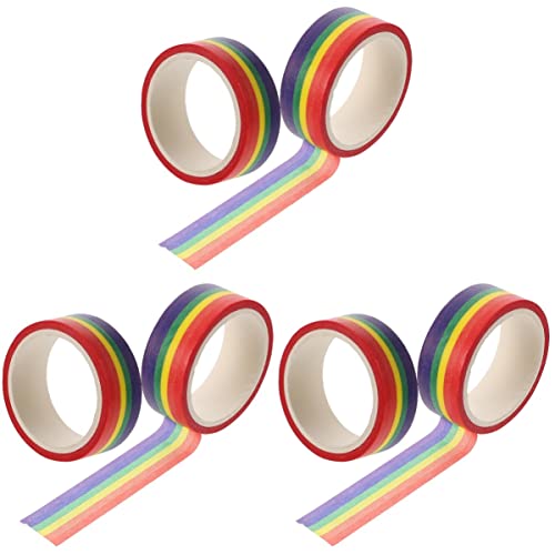 NUOBESTY 6stücke Regenbogen Streifen Washi Tape Kreatives Diy Klebeband Für Scrapbooking Planer Bastelprojekte Praktisch Handreißbar Vielseitig Einsetzbar von NUOBESTY
