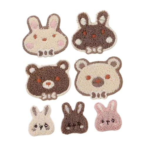 NUOBESTY 7 Stück Teiliges Bestickte Cartoon-tier-patches für Kleidung Rucksäcke Jeans Jacken mit Langlebigen Farbbeständigen Applikationen zum Aufnähen und Aufbügeln Inklusive Hase und Bär von NUOBESTY