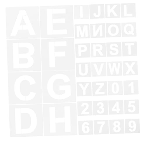 NUOBESTY 72 Stück Teiliges Buchstaben und Zahlen Schablonen aus Robustem Kunststoff Wiederverwendbar Präzise Malvorlagen für DIY Kunst Wanddekoration Stoffe und Leicht Tragbar und Einfach von NUOBESTY