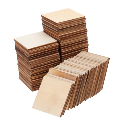 NUOBESTY 75 Stück Holzspäne Heimdekor Gravurmaterial Duschholzblock Quadratisch Holzdekor Holzbastelbedarf Bastelblöcke Holzsockel Zum Basteln Holzblöcke Zum Basteln Beige von NUOBESTY