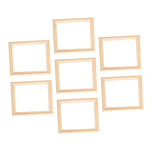 NUOBESTY 7Stücke Bilderrahmen Holz Handgefertigte Hohlschnitzerei Rustikales Design für Puppenhäuser und Miniaturszenen für Bastelliebhaber von NUOBESTY