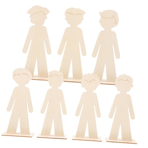 NUOBESTY 7pcs Holzmalerei Handwerk Figur -formen Ausschnitte Für Kinder DIY Boy Holat Slices Für Kreative Handwerk Für Vorschule Lernen von NUOBESTY