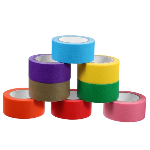 NUOBESTY 8 Rollen Krepppapier Klebeband Maskierungstapes für Bastelarbeiten Beschriftungen und Dekoration Farben Vielseitig Einsetzbar und Ablösbar von NUOBESTY