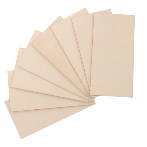 NUOBESTY 8 Stück Dekorfurnier aus Holzspänen DIY Holzplatten Unbehandelte Holzstücke Holzplatten DIY Rechteckige Holzscheiben Holzbretter zum Basteln Blöcke aus Balsaholz hölzern Beige von NUOBESTY