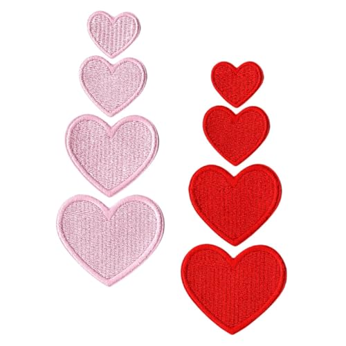 NUOBESTY 8 Stück Herz bestickter Stoffaufnäher Herz-Stickerei-Patch DIY -Herzflecken für Kleidung niedliche Flicken zum Aufbügeln Polyester -Rücken -Heiß -Schmelzenkleberprozess von NUOBESTY