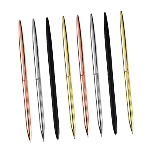 NUOBESTY 8 Stück Teiliges Eleganter Metall Kugelschreiber mit Schwarzer und Drehmechanismus für Büro Hotel oder Stilvolle Schreibgeräte Gold Silber Schwarz und Roségold von NUOBESTY