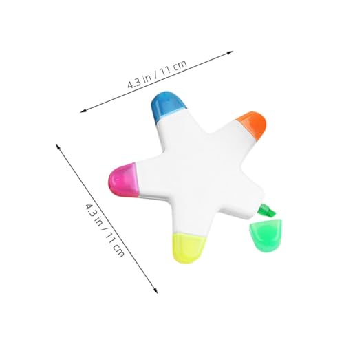 NUOBESTY 8 Stück Teiliges Highlighter in Sternform Leuchtstarke Neon Marker für Notizen Diy Basteln und Scrapbooking Ergonomisch Fünffarbig Ästhetische Farbstifte für Schule und Büro von NUOBESTY