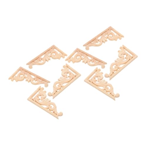 NUOBESTY 8 Stück Teiliges Holzapplikationen für Möbel Handgeschnitzte Unbemalte Eckverzierungen Solide Holzdeko Europäischer Vintage stil für Schranktüren Rahmen und DIY projekte von NUOBESTY