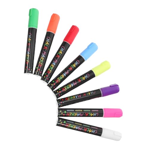 NUOBESTY 8 Stück Teiliges Liquid Chalk Marker mit Abwischbarer Tinte Dicke Neonfarben für Schwarze Tafeln Glas Metall und Beleuchtete Schilder Reversible Spitze für Klare Sichtbare Schrift von NUOBESTY