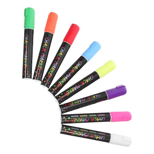NUOBESTY 8 Stück Teiliges Liquid Chalk Marker mit Dickem Stiftkopf Ergonomisch Geformt für Präzise Linien Leuchtende Farben für Neon Glasbeschriftungen Abwischbar Vielseitig Einsetzbar von NUOBESTY