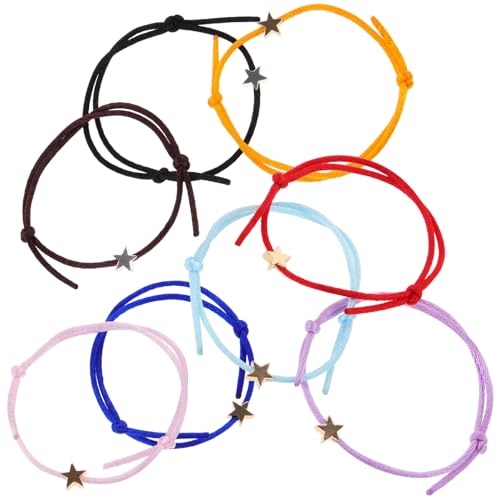 NUOBESTY 8 Stück Teiliges Verstellbares Armband mit Sternanhänger Handgewebt für Damen für Partys und Freundschaftsbänder Rot Gelb Blau Lila Braun und Schwarz von NUOBESTY