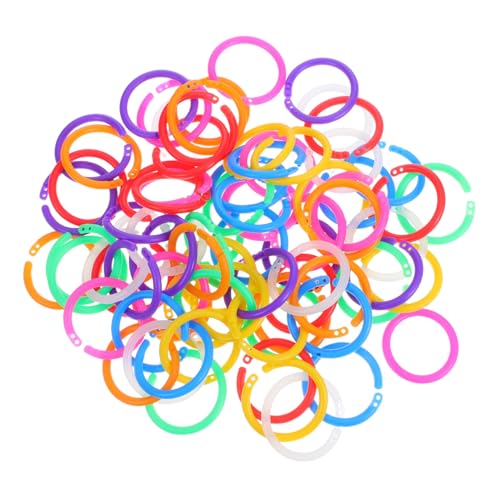 NUOBESTY 80 Stück Teiliges Bunte Kunststoff Binder Rings Runde Lose Binder Clips Robuste Buchbinderinge aus Kunststoff Vielseitig für Papier Notizen Karteikarten Büro und Schule von NUOBESTY