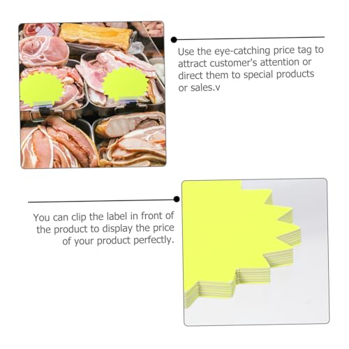 NUOBESTY 80 Stück Teiliges Mittlere Gelb Geformte Verkaufsetiketten für Supermärkte und Einzelhandel Auffällige Papierpreisschilder zum Beschriften und Anbringen an Schmuck und Waren NUOBESTY 80 Stück Teiliges Mittlere Gelb Geformte Verkaufsetiketten für Supermärkte und Einzelhandel Auffällige Papierpreisschilder zum Beschriften und Anbringen an Schmuck und Waren von NUOBESTY