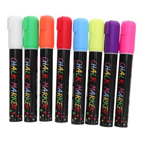 NUOBESTY 8er Set Flüssigkreide Stifte: Abwischbare, Wasserbasierte Marker in 8 Leuchtenden Farben – Für Tafel, Glas, Fenster und Schilder von NUOBESTY