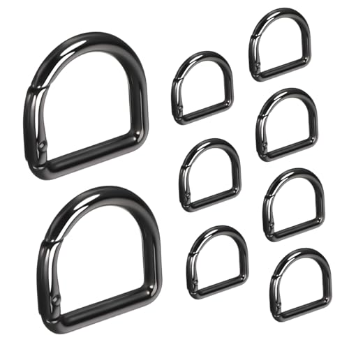 NUOBESTY 9 Stück Federspule D-Ring-Haken Clip schnappen Schlüsselringe Schlüsselanhänger Frühling rucksack zubehör schlüsselanhanger Mini-Karabiner Verschluss-D-Ring Legierung Black von NUOBESTY