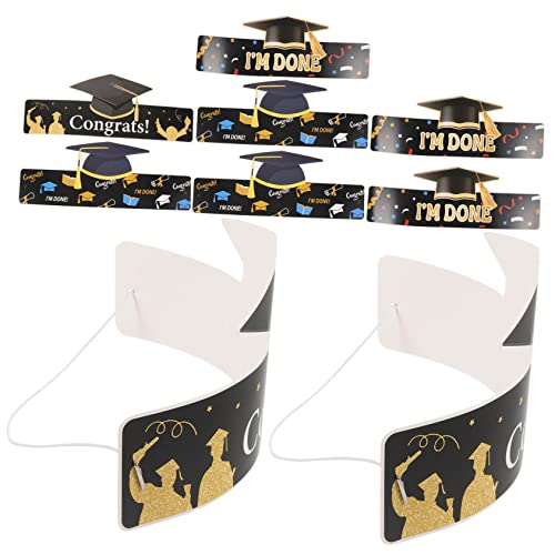 NUOBESTY 9 Stück Teiliges Diy Doktorhut Papier Schwarze und Goldene Graduation Caps für Abschlussfeier Partydeko und Fotorequisiten für Schulabschluss und Bachelor Feiern von NUOBESTY