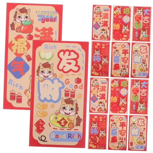 NUOBESTY 90 Stück Rote Umschläge Jahr Des Pferdes Traditionelle Chinesische Hong Bao Glücksgeldumschläge Für Frühjahrsfest Hochzeiten Geburtstage Kreatives Design Robustes Material von NUOBESTY