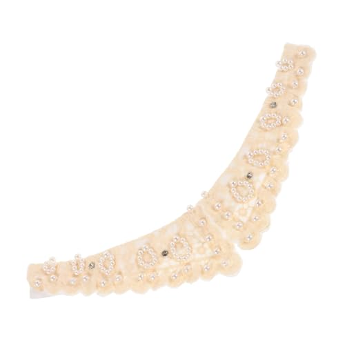 NUOBESTY Abnehmbarer Fake Kragen mit Perlen und Spitzenbesatz Retro Polyester Krageneinsatz für Damen Eleganter Einsatzkragen für Blusen Vintage Stil Weicher Hautfreundlicher Schmuckkragen von NUOBESTY