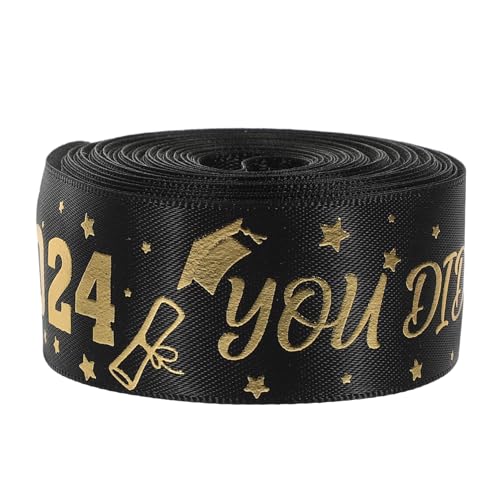 NUOBESTY Abschlussdekorationsband Yards Schwarzes Polyester Geschenkband mit Goldener Prägung für DIY Geschenkpakket für Abschlussfeiern Babypartys und Themenpartys NUOBESTY Abschlussdekorationsband Yards Schwarzes Polyester Geschenkband mit Goldener Prägung für DIY Geschenkpakket für Abschlussfeiern Babypartys und Themenpartys von NUOBESTY
