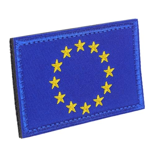 NUOBESTY Aufnäher für Hüte Europa Abzeichen Nationalflaggen Aufnäher Flaggen Abzeichen Dekorationen Patch Stickerei Abzeichen Fahnenflecken für Hüte gestickte Aufnäher Hutflecken Nylon Blue von NUOBESTY