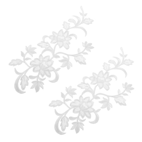 NUOBESTY Blumensticker Blumenform Stoff Stickerei Applqiues Stickerei-Patch-Blumen Blütenblumenanwendungen Blumenflicken zum Aufbügeln gestickte Blumenapplikationen Patches Weiß von NUOBESTY