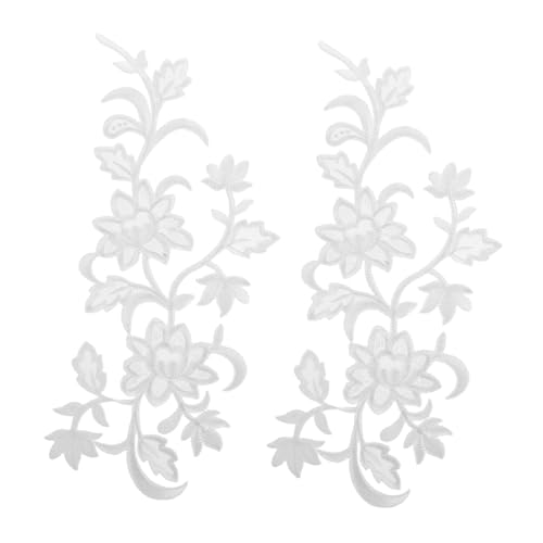 NUOBESTY Blumensticker bestickte aufnäher Stickerei-Blumenapplikation Blütenblumenanwendungen gestickte Applikationsflecken Applikation Blumen aufbügeln flower patches Weiß von NUOBESTY