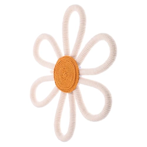 NUOBESTY Boho Wanddeko Mädchenzimmer Woven Daisy Wall Decor aus Baumwollseil Langlebige Blume Wanddekoration Kinderzimmer Niedliche Einzigartige Weiße Mittlere Dekorativer Wandbehang von NUOBESTY